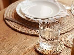 Extra Wide Boho Placemats Farmhouse Wipeable Circle Wicker Outdoor Placemats For Patio Table