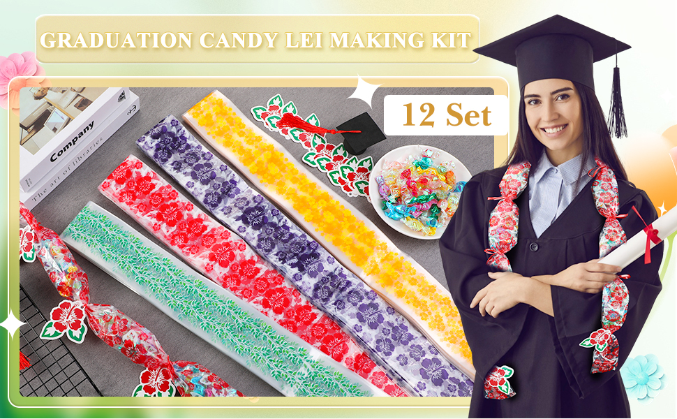 Kisston Graduation Candy Lei Making Kit, Includes 12pcs