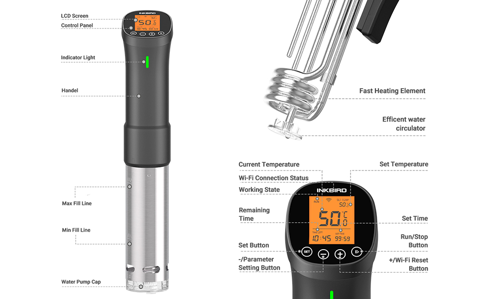 Sous Vide Cooker, Inkbird WiFi Sous Vide Cooker 1000W Immersion