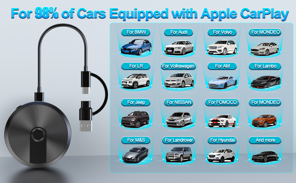 Wireless Carplay Adapter for iPhone, Wireless Carplay Dongle for