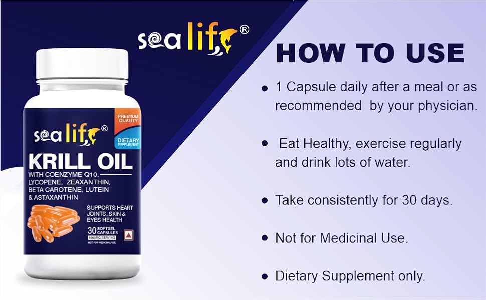 Sea Life Krill Oil 1000 mg Softgel Capsules (30 Softgel) Krill Oil supplement Supports Heart