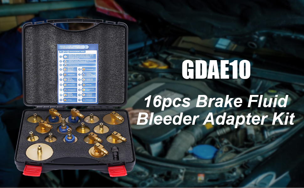 16pcs Brake Fluid Bleeder Adapter Kit, Master Cylinder