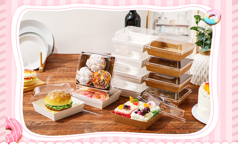 Zhehao 100 Pack Sandwich Paper Boxes Charcuterie Boxes with