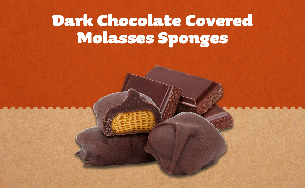 Dark Chocolate Covered Molasses Sponges Candy, Old