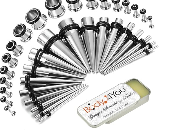 steel gauges kit 14G-00G with balm