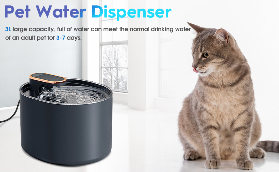 ATPWONZ Cat Water Fountain, 3L Super Quiet Cat Water Fountain Cat
