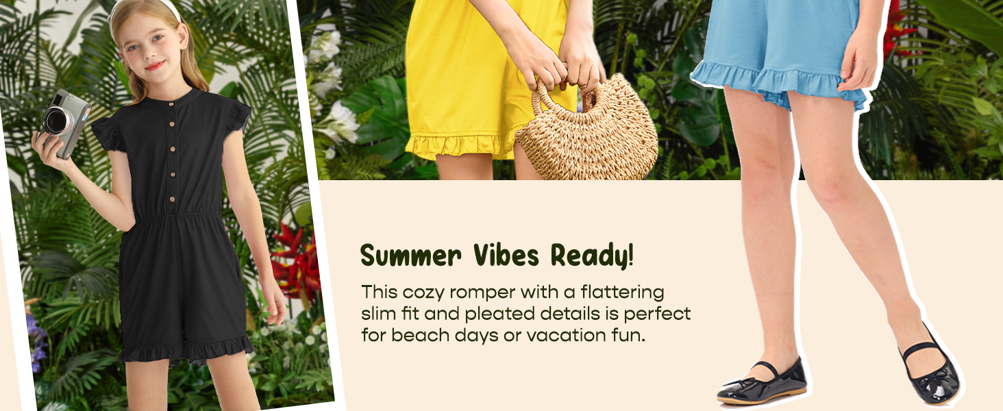 girls crew neck romper