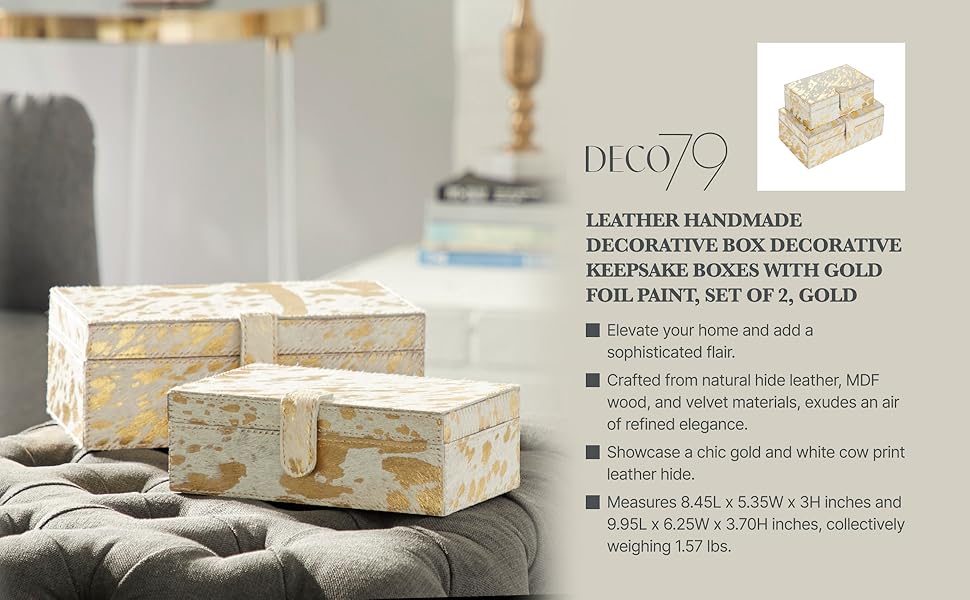 訳アリ／キャンバスアート ゴールド樹脂 デコボックス 0257 Ⓣ Amazon.com: Deco 79 Leather Handmade Decorative Box