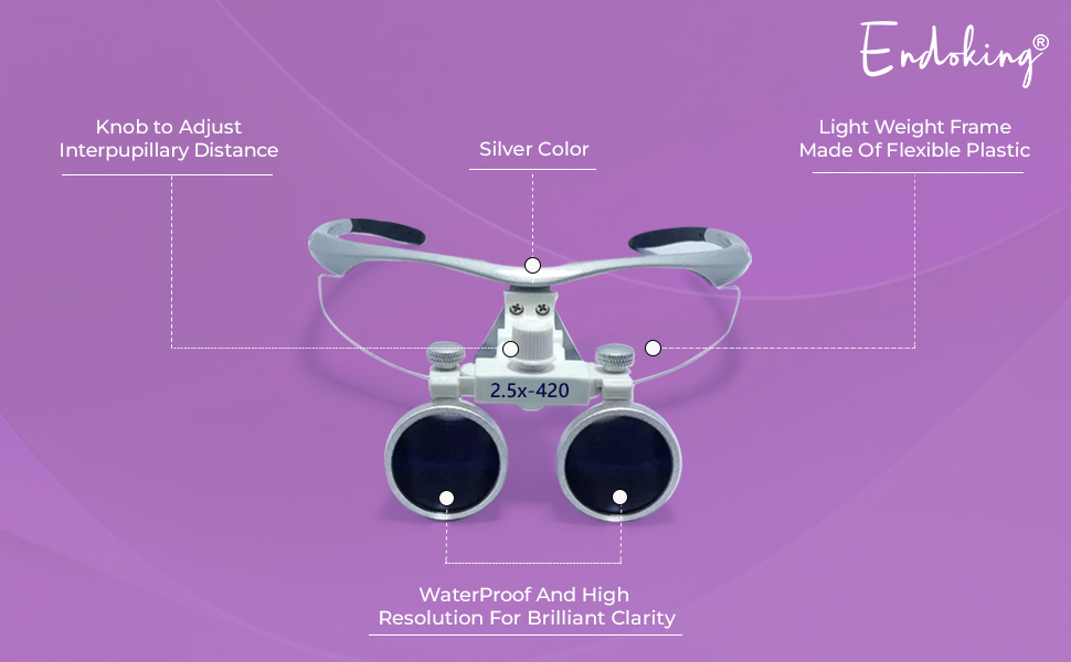 Endoking Dental Loupes with Plastic Frame LED Headlight Free (2.5X