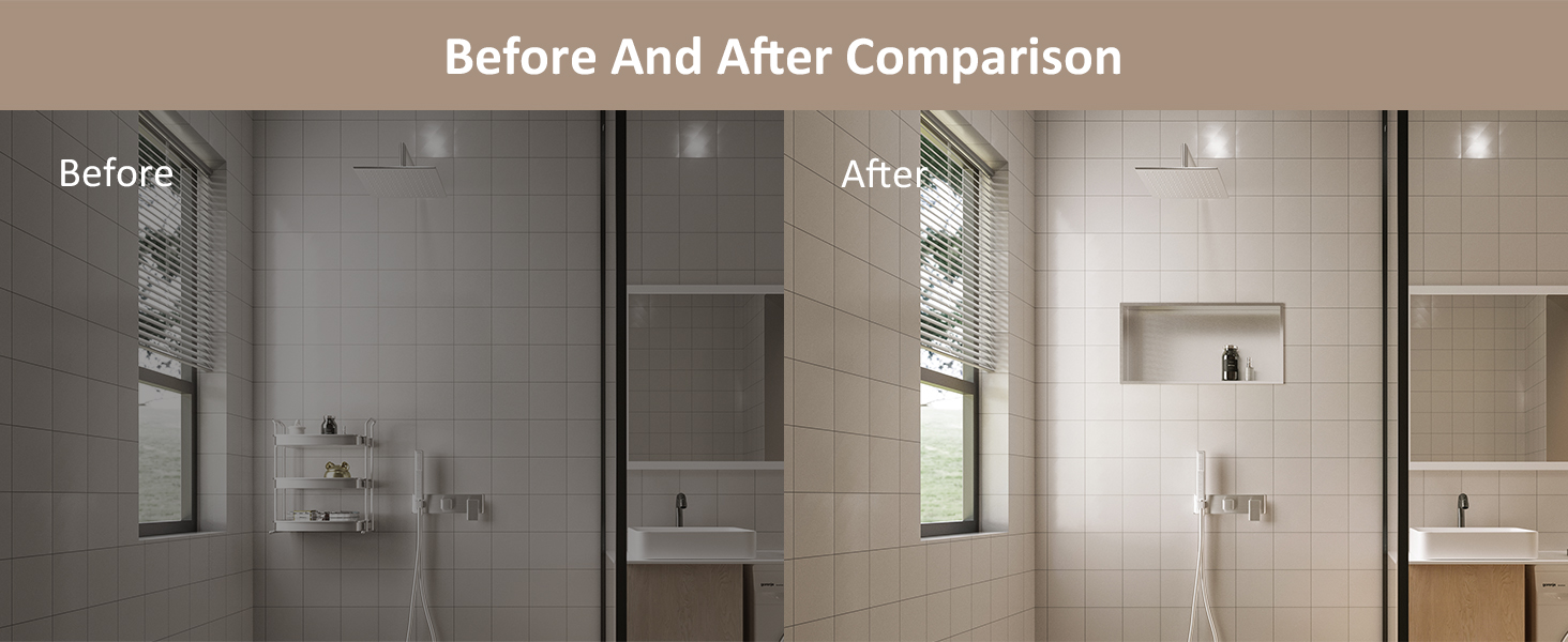 MERRANOX Shower Niche, Stainless Steel Shower Niche, Recessed Niche