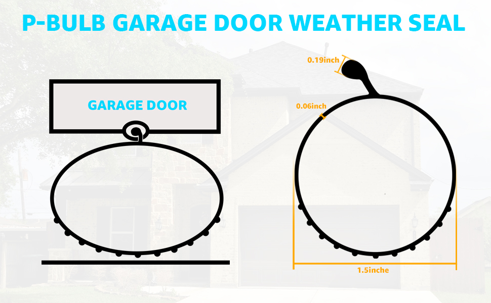 18 feet garage door rubber bottom seal Compatible with Overhead PBulb garage door weather seal