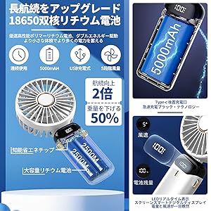 Amazon | lanzoub 携帯扇風機 ハンディファン 充電式【2024最新