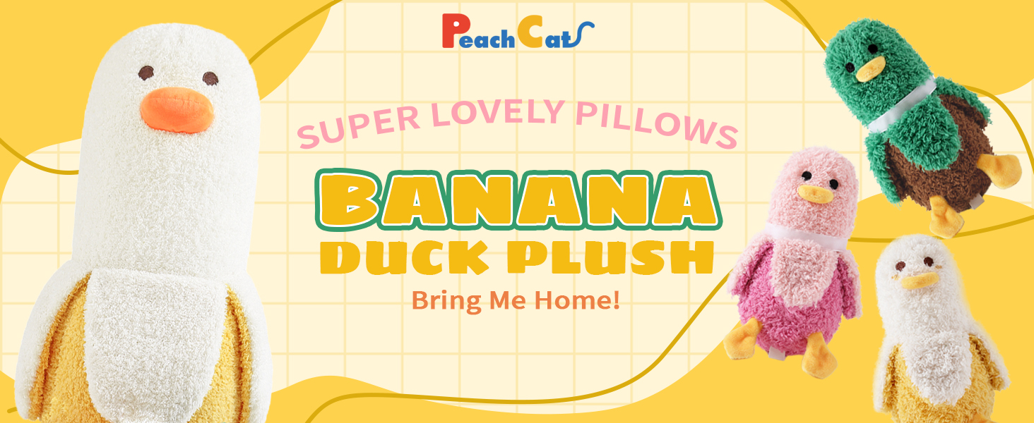 PEACH CAT Banana Duck Plush Mommy 19.7" with 3 Cute Banana