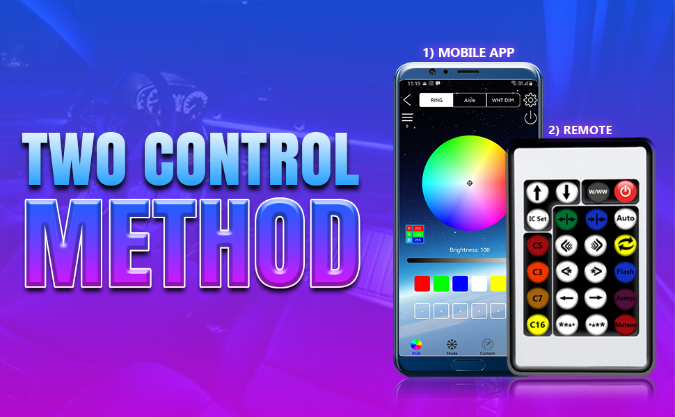 Carzex Multi Color Matrix Interior Ambient Running Atmosphere Light for Car Dashboard (App