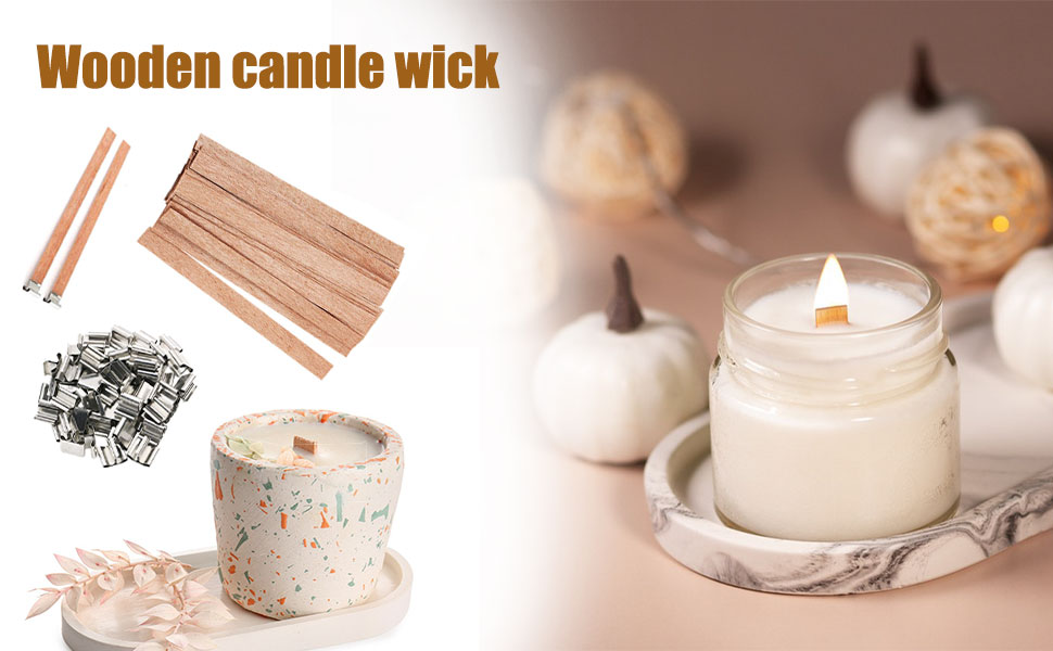 MAX COOK 80 Pcs Wooden Wicks, Natural Wooden Crackle Candle Wicks with