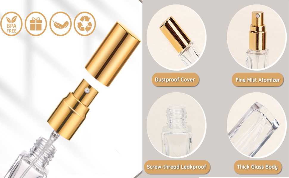حاوية عطر زجاجية محمولة للسفر للعطور والعطلات