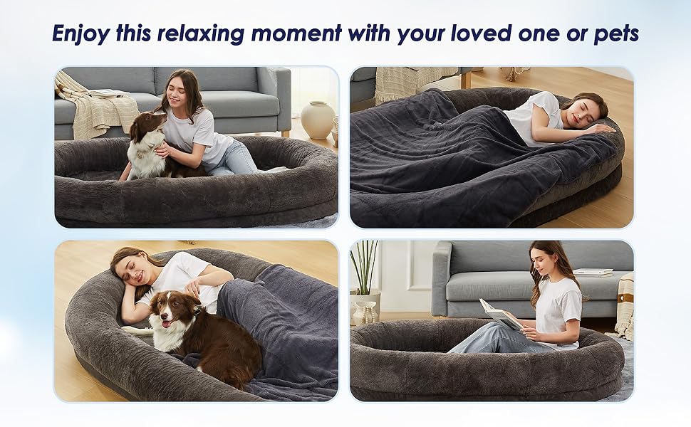 DOGKE Large Human Dog Bed, 260GSM Luxury Fur Human Size