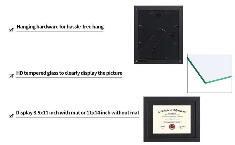 ELSKER&HOME Certificate Frames 8.5 x 11 Black, Fits