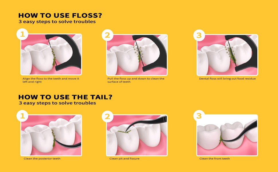 Biodegradable Dental Floss Picks Natural Plastic Free Handle