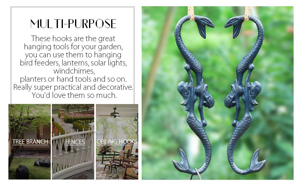 Sungmor Cast Iron Plant Hangers, 2PC Mermaid & 11 Inch