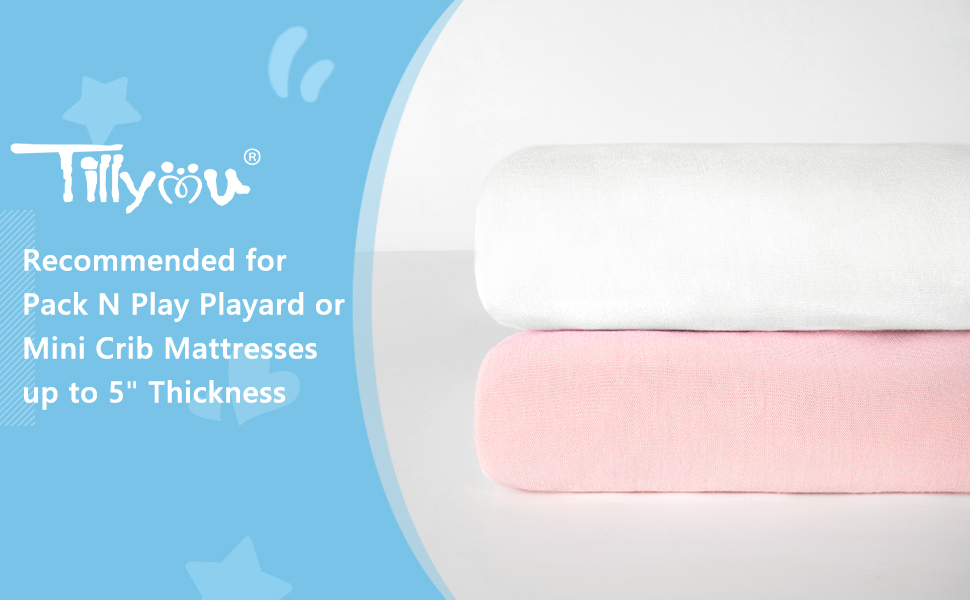TILLYOU 2 Pack Mini Crib Sheets Fitted Crib Sheet for