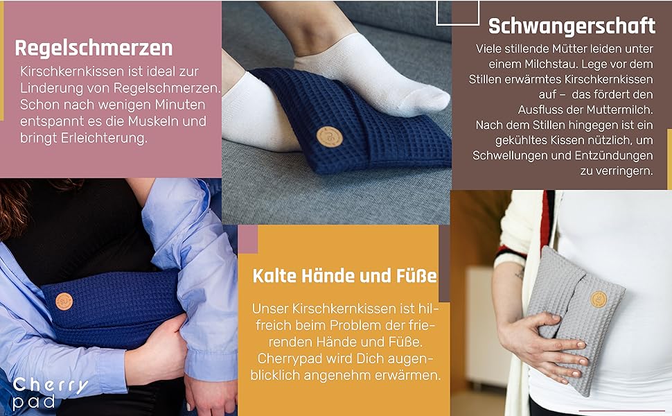 CherryPad Cherry Pad Kirschkernkissen aus Naturbelassener Baumwolle Wärmekissen oder Kühlkissen 