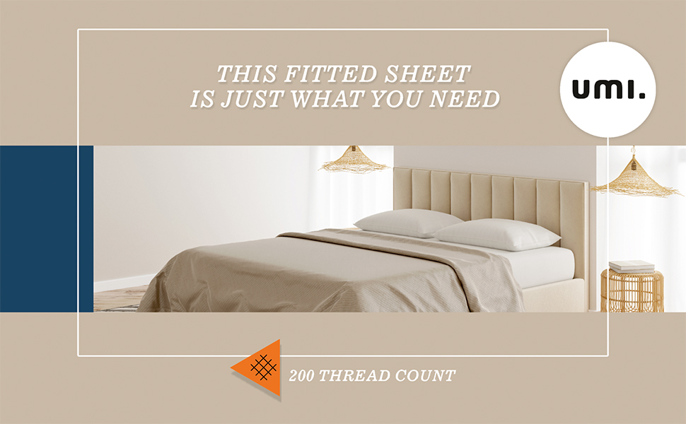 100 Cotton Plain Percale Fitted Sheet, 200 Thread Count, Crisp & Cool