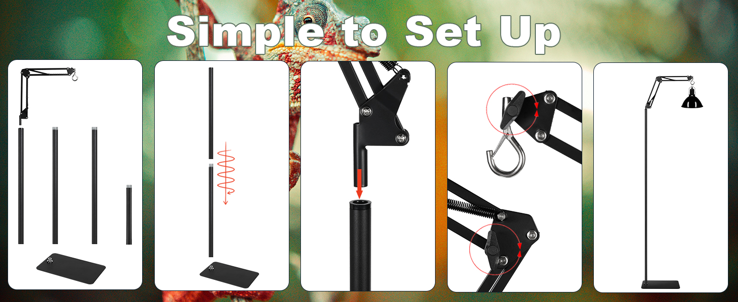 dxophiex reptile heat lamp stand