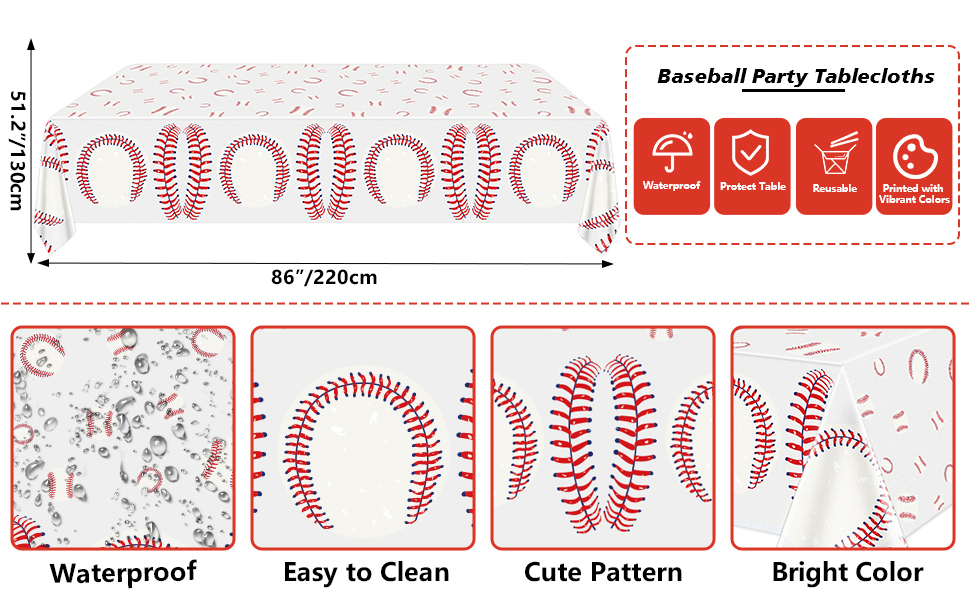 Hegbolke 4 Pack Baseball Themed Tablecloth Baseball Table