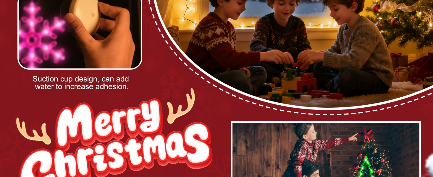 LYUBASA 4Pack Christmas Window Lights Decorations with Timer,Battery Powered