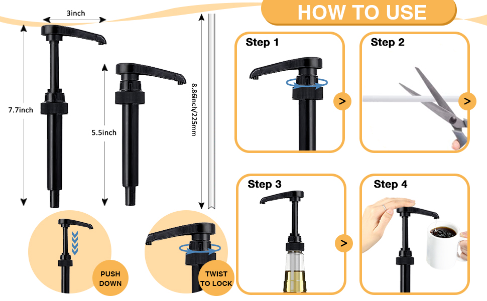 10 Packs Black Coffee Syrup Pump Dispenser, Compatible
