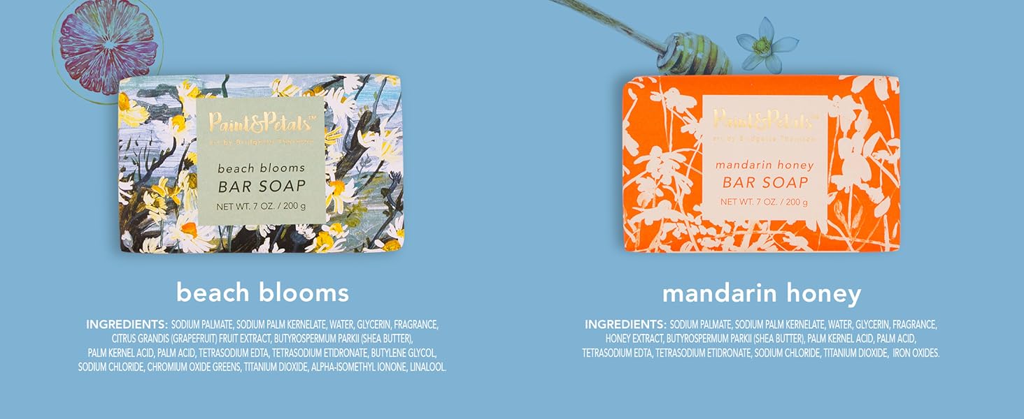 PAINT & PETALS Scented Bar Soap Set with 6 Different