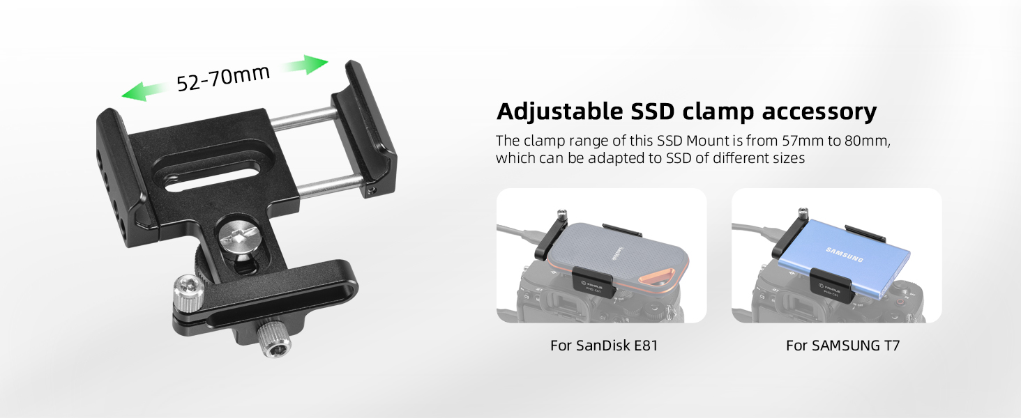 The clamp range of this SSD Mount is from 52mm to 70mm, 