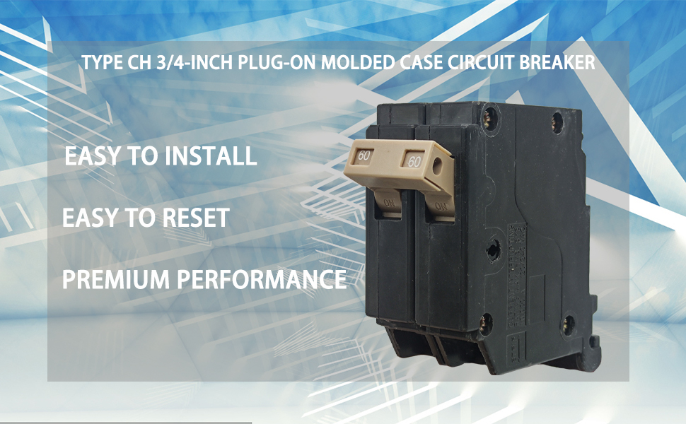 New CH260 2Pole 60Amp Circuit Breaker, Type CH 3/4Inch PlugOn