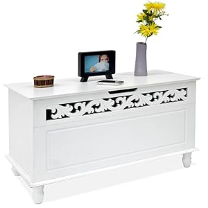 Deuba Baúl de Almacenamiento de Madera Jersey Blanco ...