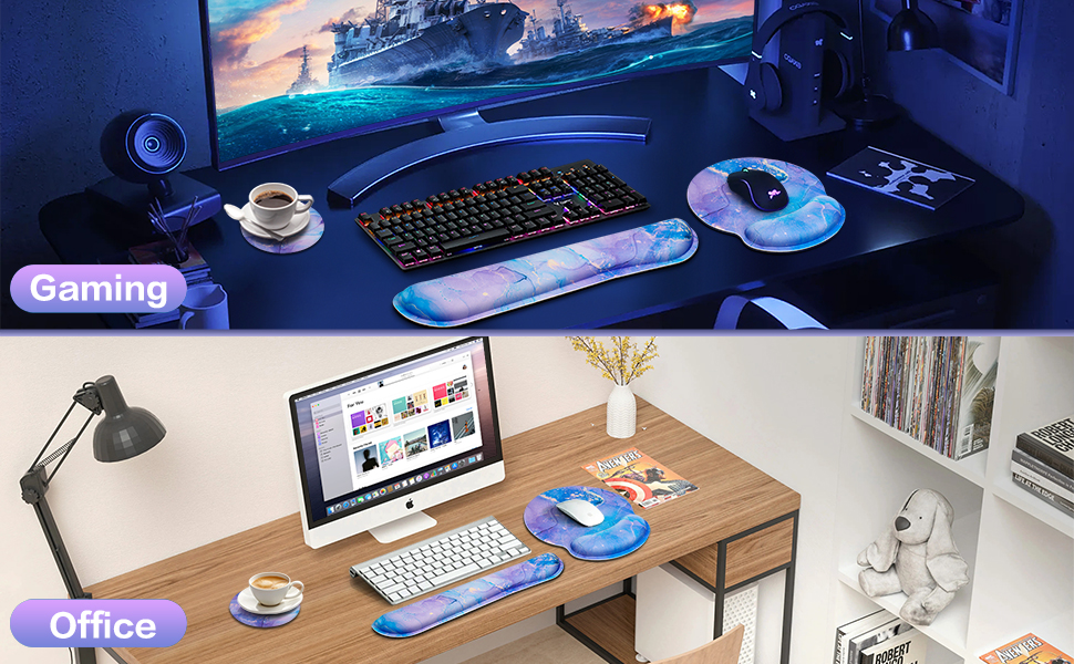 Acezeek Keyboard Wrist Rest,Mouse Mat Wrist Support and Coaster,3in1