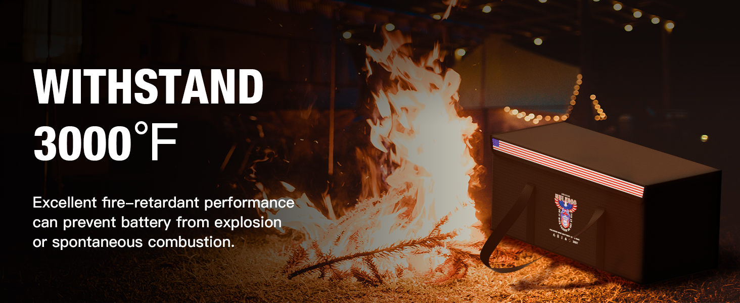 12V 200Ah LiFePO4 Lithium Battery Fireproof Safe Bag Large