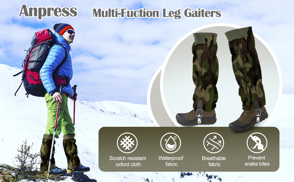 Anpress Snake Gaiters Adjustable for Men Women Snake Proof Boot Gaiters Waterproof