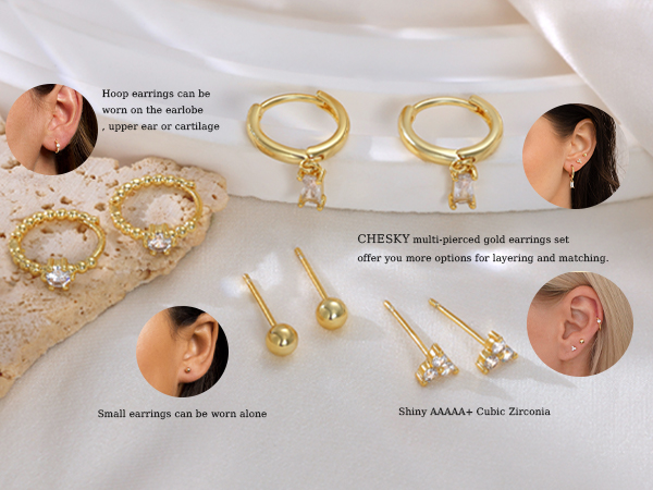 Amazon.com: CHESKY Stud & Hoop Earrings Set - Dainty Trendy
