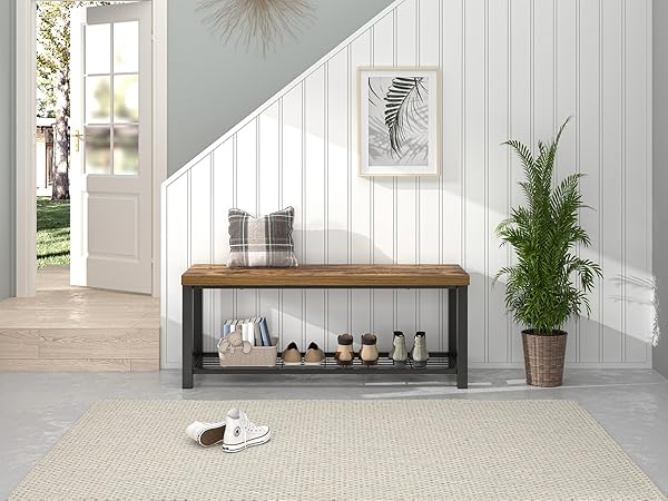 Amazon.com: EXCEFUR Entryway Bench, Modern Wood and Metal