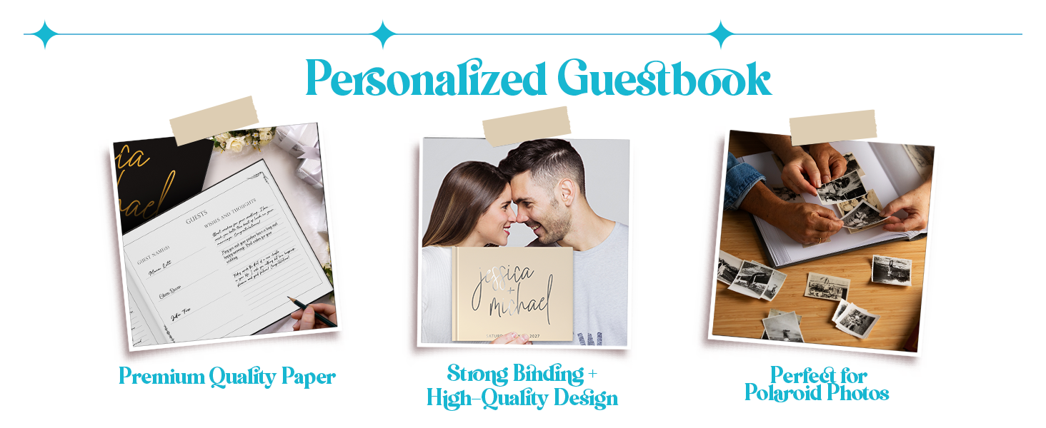 SOUL MAMA Personalized Wedding Guest Book 9x7 Inch White