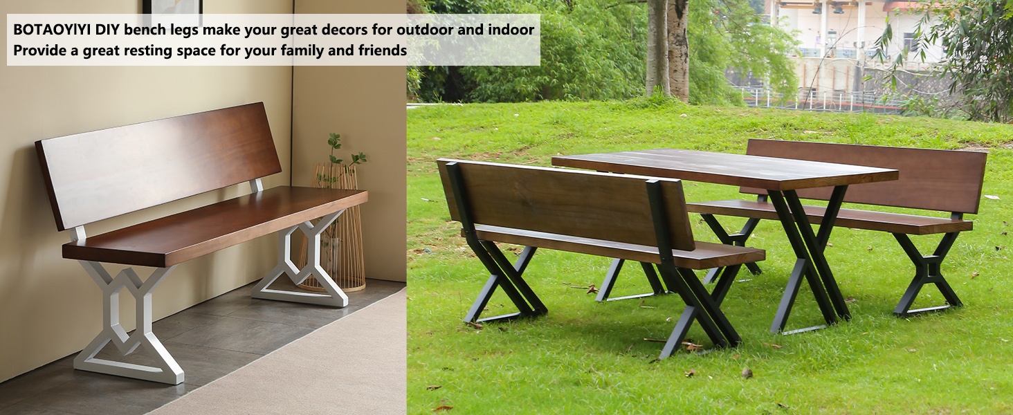 BOTAOYIYI White Bench Legs 16 Inch, Triangle Metal Chair