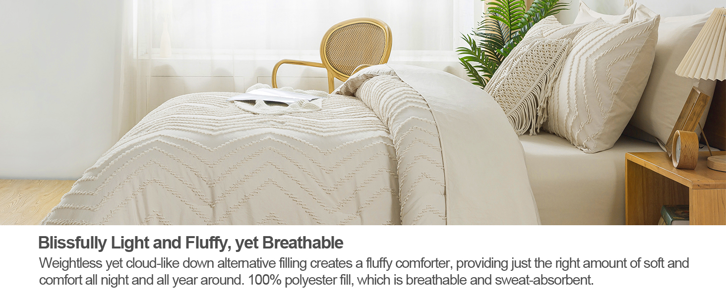 Litanika Beige King Size Comforter Set with Sheets 7 Pieces Bed in a Bag King Boho