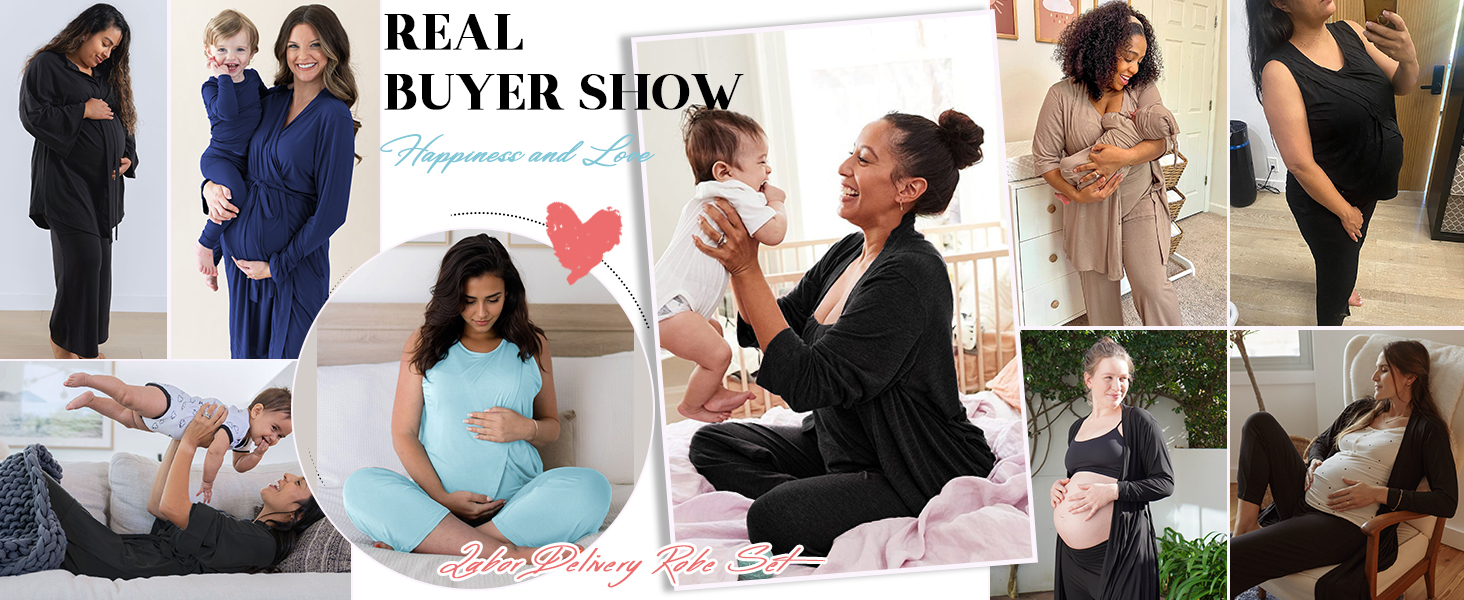 Maternity Nursing Robe Set 3 PCS Postpartum Breastfeeding Pajamas Pregnancy Pjs Lounge Set