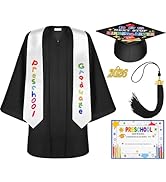2025 Preschool Kindergarten Graduation Cap Grown with Tassel Graduation Stole Certificate for Kid...