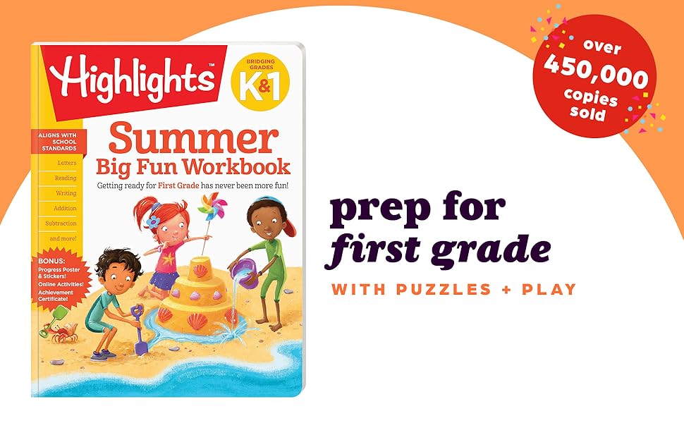 Highlights Summer Big Fun Workbook First Grade, prep for first grade with puzzles & play
