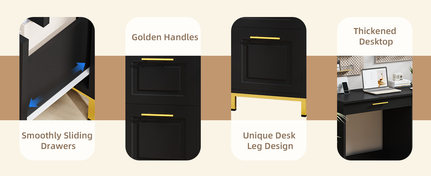 black desk with drawers