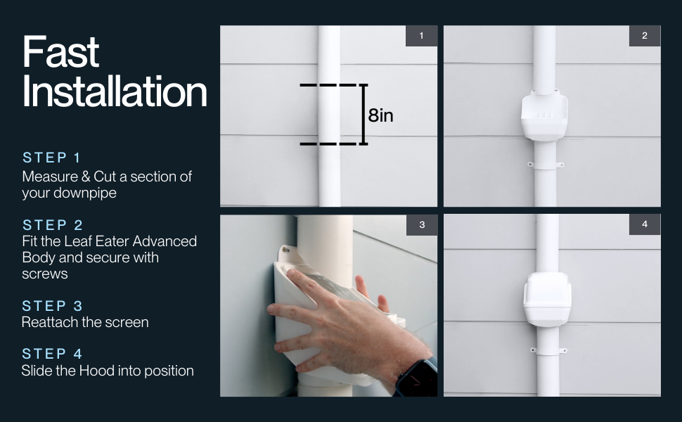 Rain Harvesting Leaf Eater Advanced with Hood Downspout