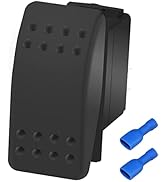 DaierTek Marine Rocker Switch 12V Waterproof Toggle Switch 12 Volt 20A SPST 2 Pin ON/Off Heavy Du...