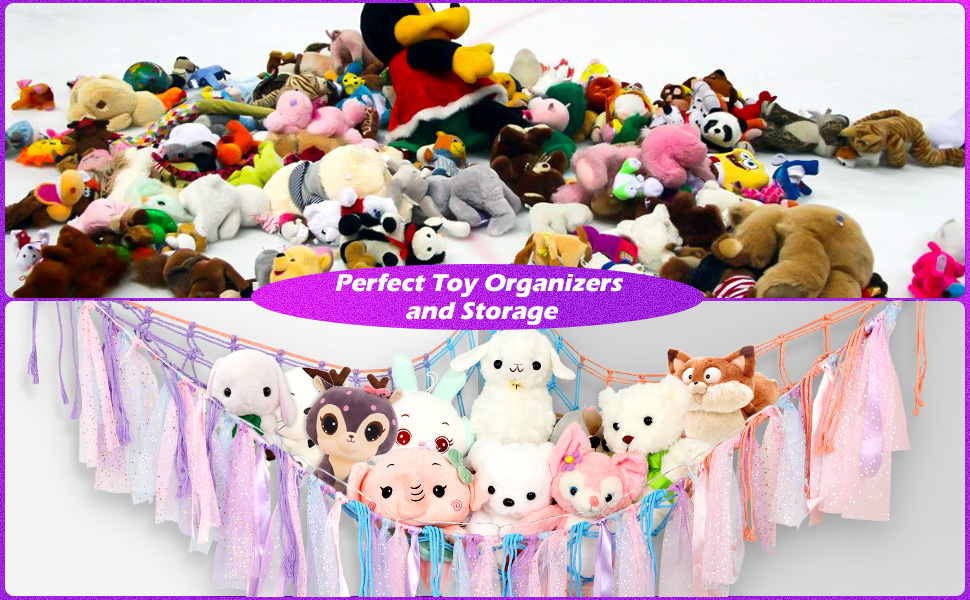 BestMal Stuffed Animal Net Toy Storage Hammock with LED